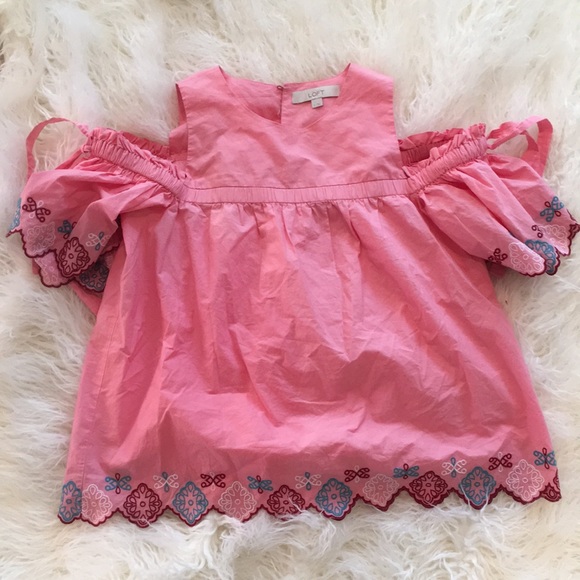 LOFT Tops - Loft pink cold shoulder top
